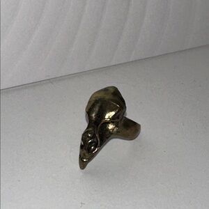 Bronze Gold Statement Bird Skull Signet Ring